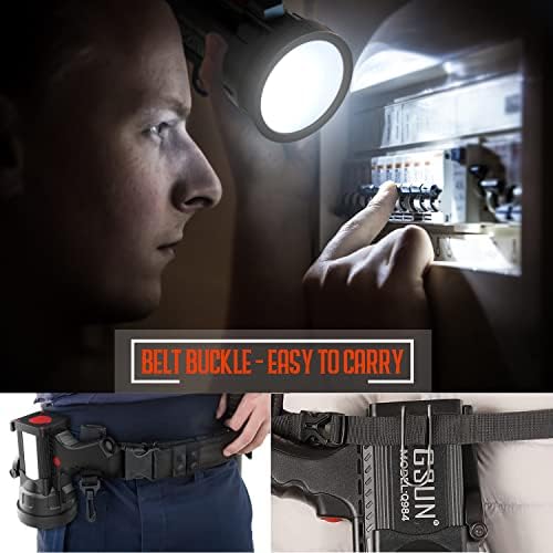 BIGSUN Q953 Rechargeable Spotlight,100000 High Lumen LED Flashlightv with COB Flood Light, Built-in 10,000 mAh Li-Ion Battery for Patrol, Working, Hunting, Red Lens and Tripod