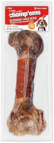 RUFFIN' IT CHOMP'EMS Serrano Ham Bone Wrapped in Real Prosciutto Ham, 1 Large Bone