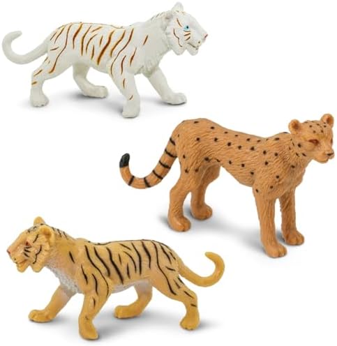 Safari Ltd. Big Cats TOOB - 9 Mini Figurines Including Lion, Tiger, White Tiger, Jaguar, Black Jaguar, Mountain Lion, Cheetah, Leopard