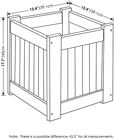 Furinno 2-FG16450 Tioman Hardwood Flower Box, Two-Pack, Natural | 15.4 x 15.4 x 17.7, Flower Box, Garden Box, in Teak Oil, Outdoor Indoor, Garden, Patio, Balcony