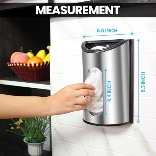 Utopia Kitchen Wall-Mounted Stainless Steel Grocery Bag Holder, Silver | Space-Saving Plastic Bag Holder for Kitchen, Pantry or Cabinet, Reusable Plastic Bag Organizer