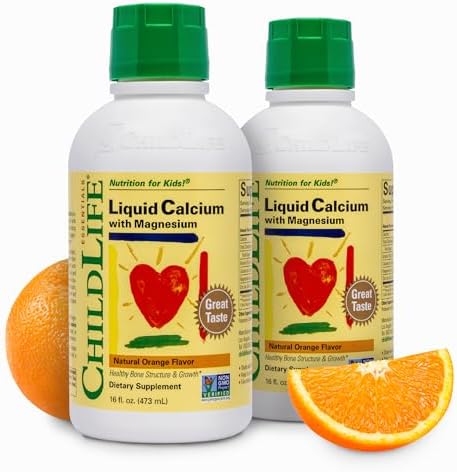ChildLife Essentials Liquid Calcium Supplement for Kids, 16 fl Oz (4 Pack) | Baby & Toddler Calcium, Magnesium, Zinc, Vitamin D 3, Orange Flavor, Supplement, Liquid, Toddler Kids, Zinc Magnesium