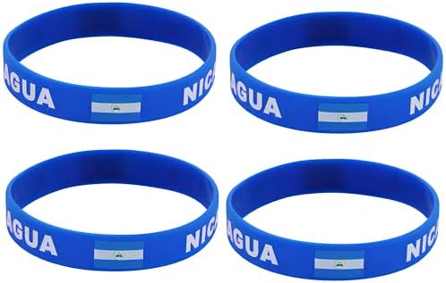 4 Nicaragua Flag Silicone Bracelets, Outdoor Sports Wristbands, Nicaragua Travel Souvenirs Casual Accessories