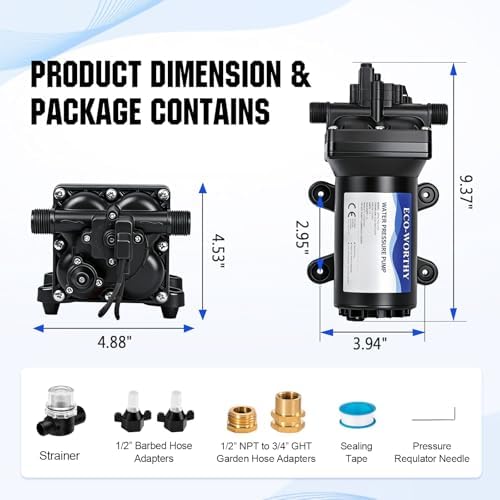 ECO-WORTHY 110V AC Fresh Transfer Diaphragm Water Pump On Demand 5.5GPM 70PSI High Pressure Water Booster Pump 110 Volt with Pressure Switch for