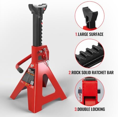 BIG RED Torin Hydraulic Trolley Floor Jack Combo with 2 Jack Stands, 2 Ton Capacity (T82001)