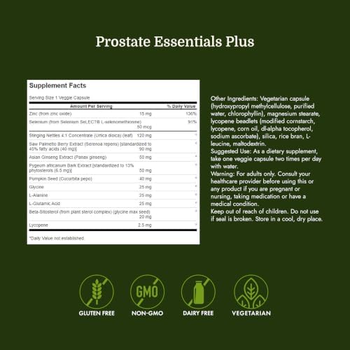Swanson Prostate Essentials Plus Herbal Supplement for Men Over 40 Seeking Urinary and Prostate Health (180 Veggie Capsules)
