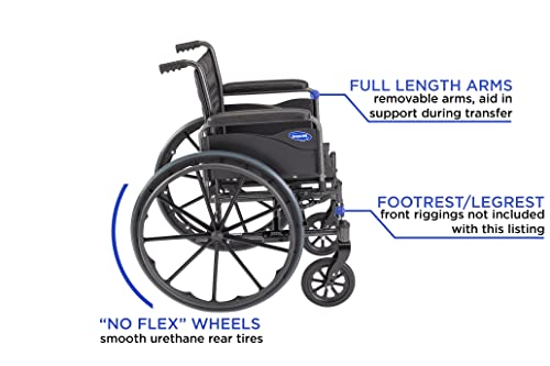 Invacare TREX20RFP Series Tracer EX2 Standard Folding Wheelchair for Adults with 20" Seat Width and Full Arms