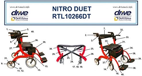 Replacement Tote Bag for Drive Drive Nitro Duet Rollator and Transport Chair Combination Unit Item # RTL10266DT - 1 Each - Part # 10266DT-12