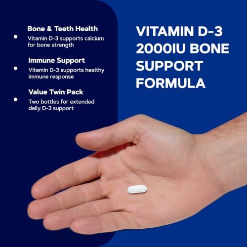 GNC Vitamin D-3 2000 IU, Healthy Teeth & Bones, 180 Tablets, Twin Pack