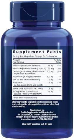 Life Extension Bone Restore Calcium Supplement, Vitamin D3, Magnesium, Boron, zinc, Manganese, Silicon, Helps Maintain Healthy Bone Density