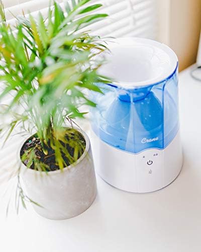 Crane Steam Inhaler & Warm Mist Humidifier, 0.5 Gallon, Humidifier FSA Eligible, Blue & White, Ideal Humidifiers for Bedroom, Sinus Inhaler