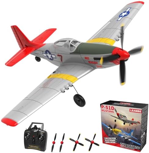 LEAMBE 4 Channel RC Plane, Ready to Fly Aerobatic Aircraft, Easy Control for Beginners, P51 Mustang RC Airplane Best Gift for Adults