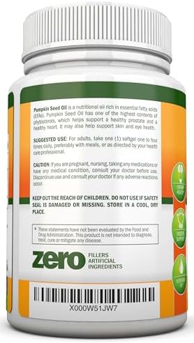 NutriONN Pumpkin Seed Oil - 1000MG - 180 Softgels - Cold-Pressed Natural Pumpkin Seed Oil - Natural Source of Essential Fatty Acids - Great for Hair