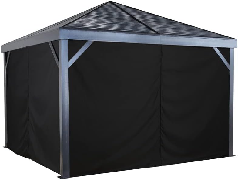 Sojag Set of 4 12' x 12' Curtains for South Beach Outdoor Gazebo - Black