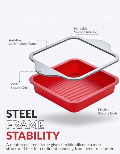 Premium Non-Stick Silicone Bread Loaf Pan, 9x5 Inches – Heavy-Duty Steel Frame, Non-Toxic, BPA & PFOA Free – Perfect for Pound Cakes, Breads, & More.