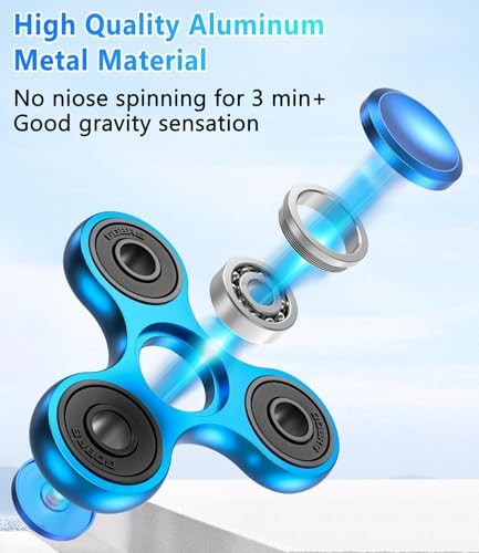 Metal Fidget Spinner Toy Cool Fidget Spinners for Adults and Kids | Stainless Steel Bearing, High Speed 2-5 Min Spins