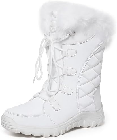 POLAR Womens Quilted Faux Fur Cuff Winter Duck Rubber Sole Durable Snow Rain Outdoor Boots