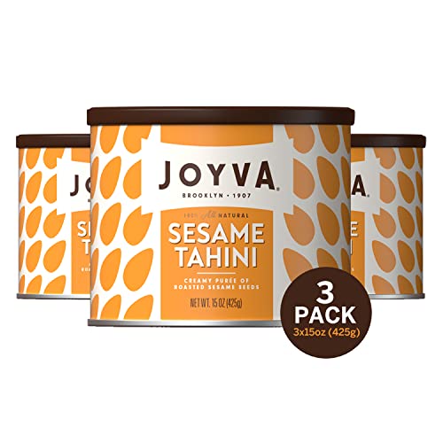 Joyva Sesame Tahini (3x15 OZ) by Joyva | Pure roasted sesame seed puree, smooth creamy texture, mildly nutty taste, kosher, vegan, gluten free