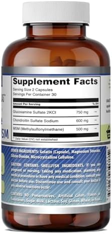 Amazing Formulas Glucosamine Chondroitin & MSM Supplement | 1850 Mg per Serving | 240 Capsules | Non-GMO | Gluten-Free | Made in USA