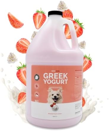 Bark2Basics Strawberries & Creme Greek Yogurt Protein Rich Dog Shampoo, 1 Gallon - All Natural Ingredients, Feeds Protein To Follicles