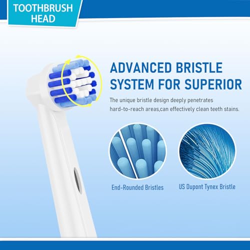 Replacement Toothbrush Heads Compatible with Oral B Braun | Professional 4Pack Electric Toothbrush Replacement Brush Heads for Oral-B Pro Precision Clean and More,Soft Dupont Bristles