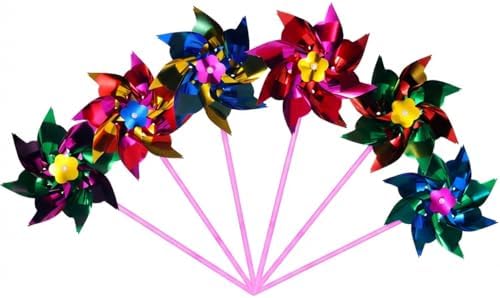 50 Pcs Plastic Rainbow Pinwheel for Kid Party Pinwheels DIY Lawn Windmill Set for Teenagers Toy Garden Party Lawn Decor