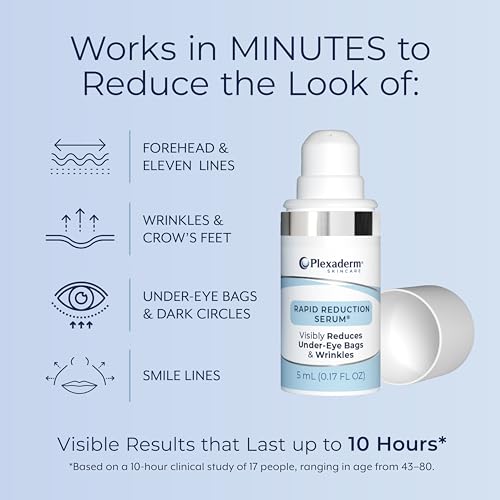 Plexaderm Eye Serum Pump - Visibly Reduces Bags, Wrinkles & Dark Circles | Instant eye serum with pump dispenser—visibly reduces under-eye bags