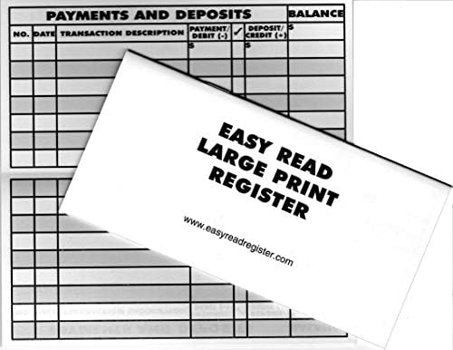 Large Print Low Vision Checkbook Transaction Register Ledger