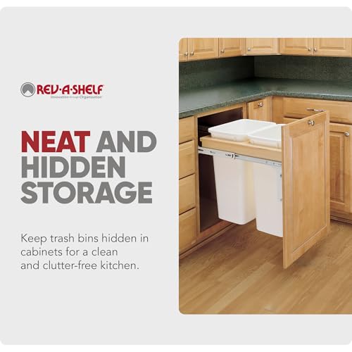 Rev-A-Shelf Top Mount Double Pullout Under Cabinet 35 Quart Kitchen Trash Cans with 150 Pound Rated Full-Extension Slides, 4WCTM-21DM2