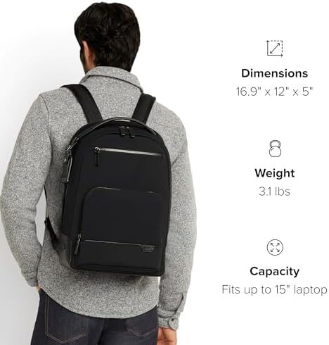 TUMI Harrison Warren Backpack, 15-Inch Laptop Backpack, Black Bombe