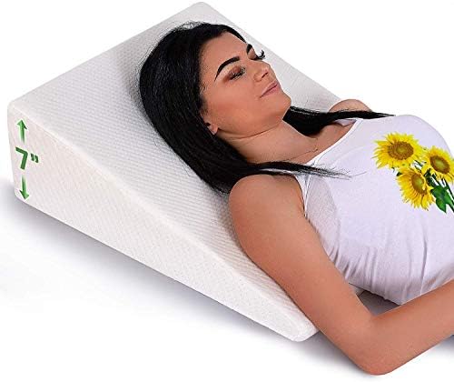 Bed Pillow Wedge for Sleeping - Memory Foam Top - Reduce Neck & Back Pain, Snoring, Acid Reflux, Respiratory Problems - Ideal for Sleeping, Reading
