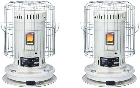 Sengoku KeroHeat Efficient Indoor Outdoor Portable Travel Convection Kerosene Heater with Automatic Safety Shut Off, 23,500 BTU, 2 Pack, White