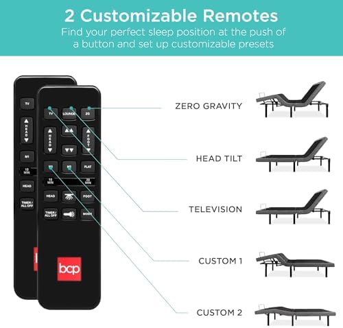 Best Choice Products Ergonomic Twin XL Size Adjustable Bed Frame, Electric Base w/Wireless Remote Control, Nightlight, Massager, 2 USB Ports