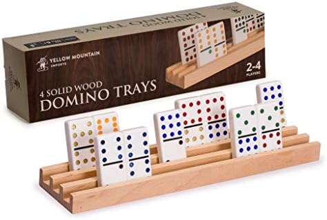 Yellow Mountain Imports Premium Beechwood Domino Racks/Trays (10-Inch) - Set of 4 - Domino Holders for Mexican Train
