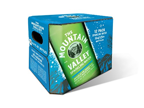 THE MOUNTAIN VALLEY NATURAL PURE FINE Sparkling Spring Water 1 L. Pack of 12 | Natural Spring Bottled Water - Glass Bottles