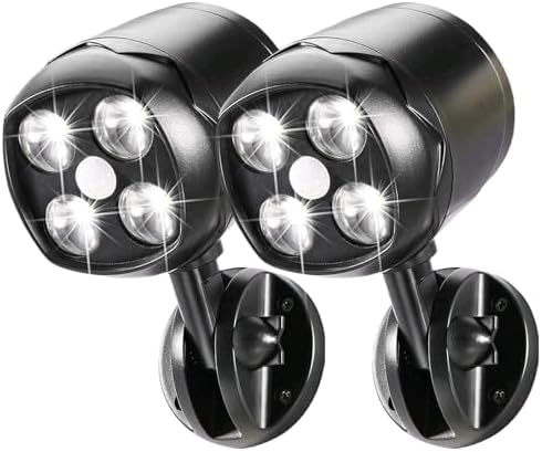 Battery Powered Outdoor Motion Sensor Light, 600LM 6000K Waterproof Wide-Angle Detection Auto On/Off LED Security Light for Garage, Yard, Front Door