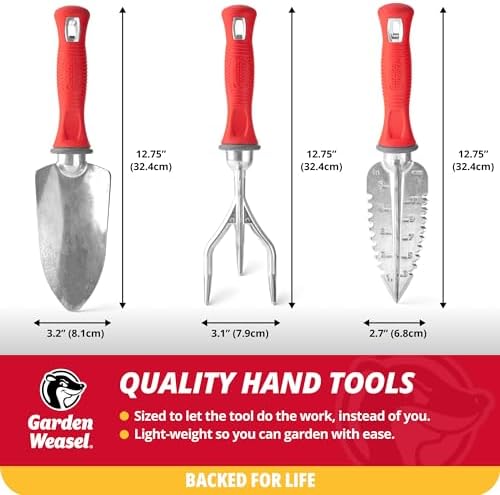 Garden Weasel 3Piece Hand Tool Set Trowel Transplanter Cultivator Gardening
