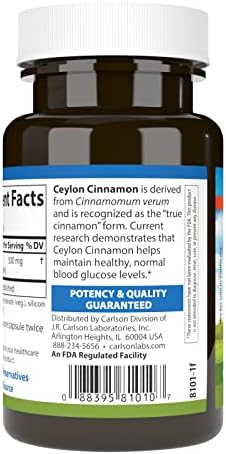 Carlson Ceylon Cinnamon, Cinnamon Supplements, 500 mg, 180 Capsules