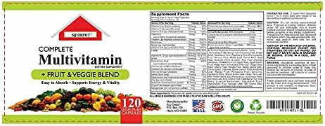 120 Multivitamin Fruit and Vegetable Liquid Capsules, Loaded Multivitamins, Supplements, Multiple Vitamin has Many Antioxidants