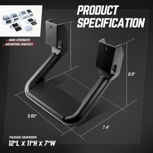 DNA MOTORING Pair Aluminum Side Hoop Steps Universal Side Step Compatible With Chevy GMC Dodge Pickup Trucks SUVs, 11"L x 6"H x 12"W, 2 Pcs, Silver, SSTEP-SS