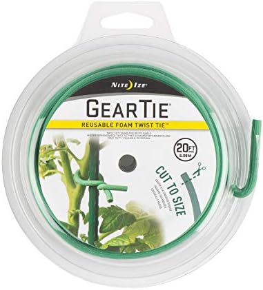 Nite Ize Original Reusable Foam Twist Tie, Cut to Size, 20 Foot Spool, Green, Gentle on Plants, UV Resistant, Waterproof, Made in USA
