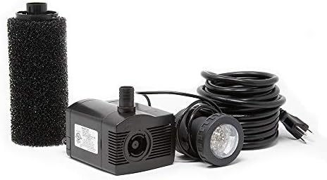 Beckett Corporation LV450T 458 GPH Submersible LED Light-Water Pump for Indoor/Outdoor Ponds, Fountains, Fish Tanks, Aquariums, and Waterfalls, Black