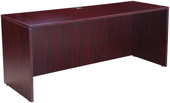 Boss Office Products Belarus Executive U-Shape Curved Bow Desk with Hutch and File Storage Pedestal, 71", Mahogany