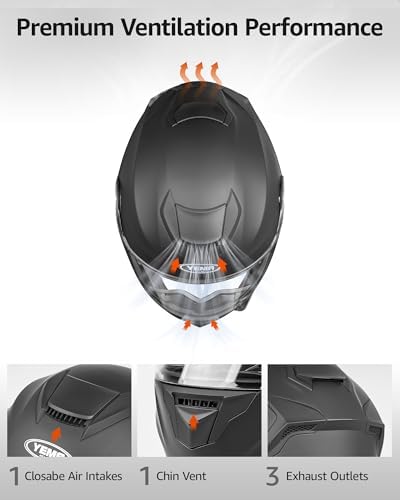 YEMA Modular Motorcycle Helmets, DOT Approved Full Face Motorcycle Helmet with with Flip Up Dual Visor for Men & Women - Street, Scooter, ATV, E-Bike