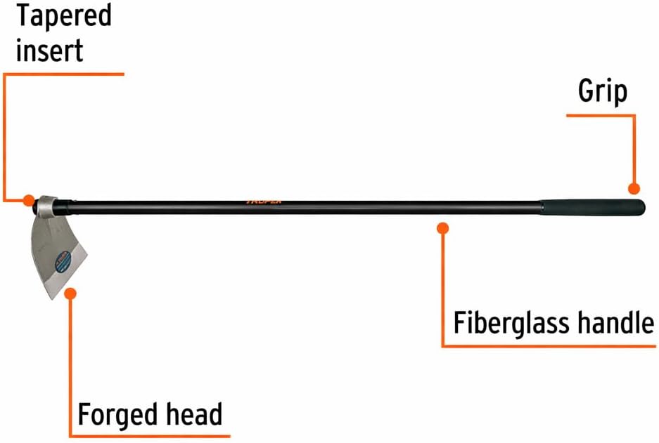 Truper Lane Hoe No. 3, 54-Inch Fiberglass Handle, 8-1/2-Inch x 8-1/2-Inch Forged Head, 2.1 lb Head Weight
