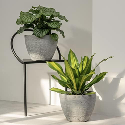 LA JOLIE MUSE Planter Pots, Indoor Outdoor Flower Pot, 8.6+7.5 Inch 2 Pack