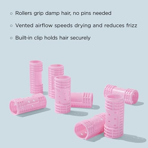 Diane Snap-On Magnetic Rollers Pack of 8 Hair Curlers for Women and Girls, Small, Diameter, Pink, D4719, 8 Count (Pack of 1)