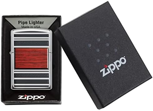 Zippo Wood Grain High Polish Chrome Pipe Pocket Lighter