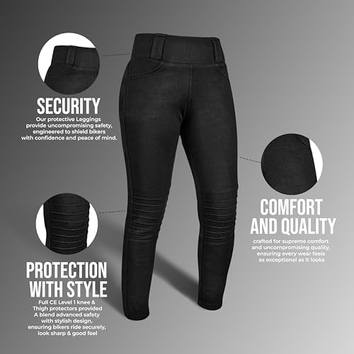 GREAT BIKERS GEAR - Women Motorcycle Leggings Riding Ladies Pants Protective Cargo Motorbike with Free Ce Protectors Armored