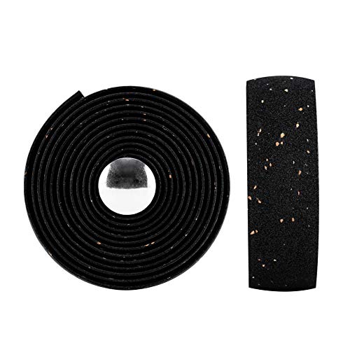 LSSH Bike Handlebar Tapes, Cork Bike Handlebar Tape, Bicycle Bar Tape, Cycling Handle Wraps, EVA Road Bike Handlebar Tape – 2 Rolls (Black)